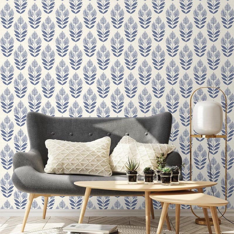 Naphite Tulip Floral Peel and Stick Wallpaper Vintage Leaf Boho Contact Paper for Cabinets Neutral Self Adhesive Wallpaper for Bedroom Bathroom Waterproof Farmhouse Wall Decor Navy 17.3inW 78.7inL - Image 5