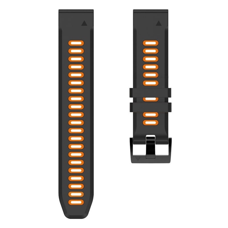 S-TOP For Garmin Fenix 7 Pro 51mm Sports Two-Color Silicone Watch Band(Black+Orange) - Image 2
