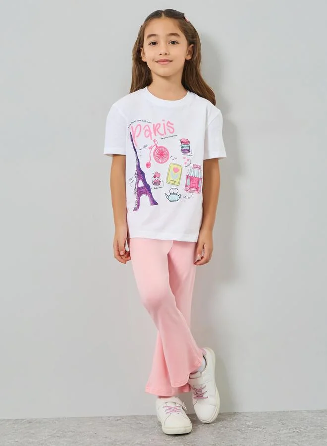 Styli Girls White Paris Graphic Print Cotton T-Shirt