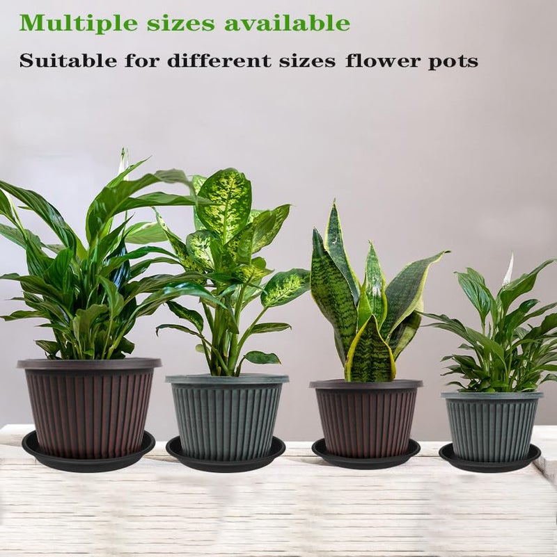 Grjoprt 6 Pack Plant Saucers for Indoors, 4 5 6 7 8 9 10 11 12 13 15 17 19 inch Plant Water Catcher Tray, Heavy Sturdy Plant Drainage Tray for Indoors, Flower Saucers for Nursery Pots (5", Black) - Image 4