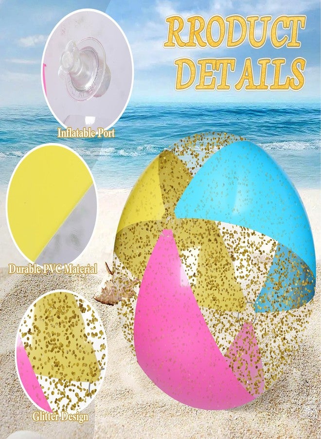 Realspring 2 Pcs 48'' Giant Beach Balls for Swimming Pool 4 Ft Jumbo Glitter Confetti Inflatable PVC Pool Balls Large Summer Blow up Beach Toys for Adults Summer Outdoor Party Favor(Colored) - Image 2