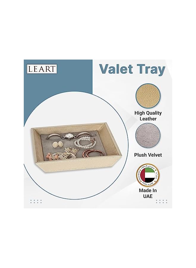 LeArt Leather Jewelry Tray Organizer – Jewelry Organizer | Vanity Tray | Jewelry Organizer Tray | Desk and Bedside Catchall holder for Jewelry, Cosmetics, Keys, Coins, Watches (Sterling Grey) - Image 1