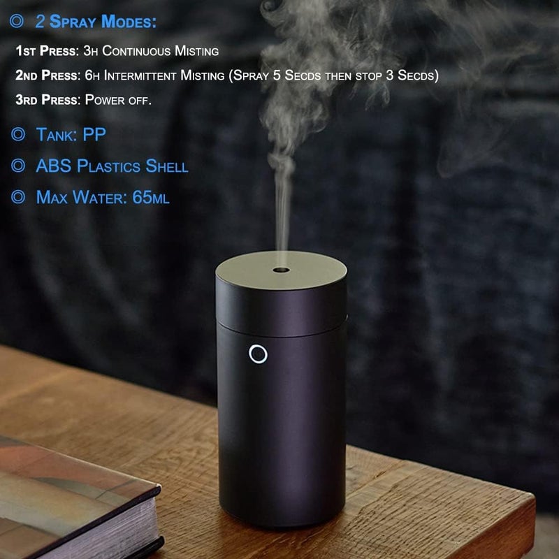 AoMck Car Diffuser for Essential Oils, Car Air Fresheners Fragrance Humidifiers, USB Powered Portable Cool Mist Ultrasonic Humidifiers for Car Home Office Bedroom (Plain Black) - Image 5