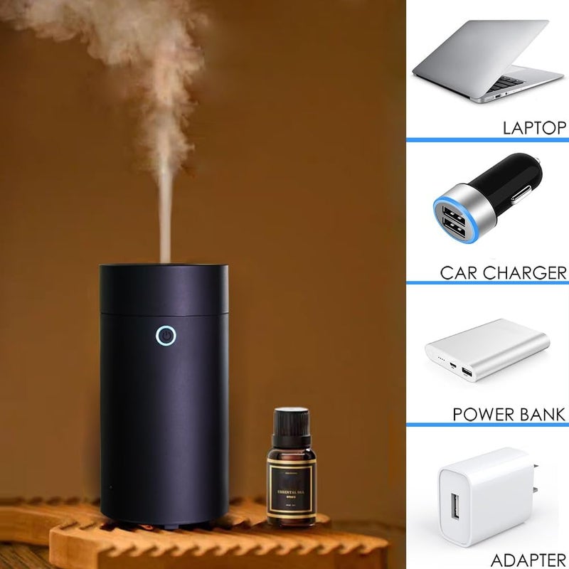 AoMck Car Diffuser for Essential Oils, Car Air Fresheners Fragrance Humidifiers, USB Powered Portable Cool Mist Ultrasonic Humidifiers for Car Home Office Bedroom (Plain Black) - Image 3