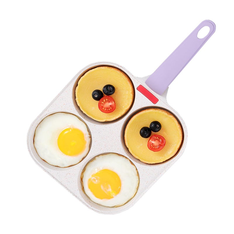 JUSTUP Nonstick Egg Frying Pan4Cup Divided Grill Pan Omelet Pan with Ergonomic HandlePancake Pan Breakfast Skillet for EggSteak and Burgers Purple