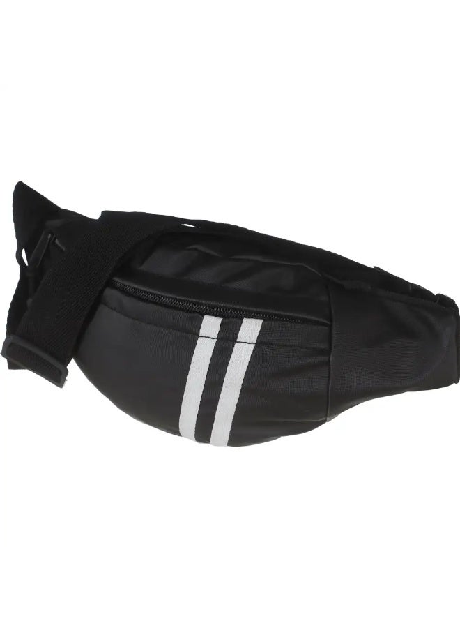 Men's Waterproof Waist Bag, 17 x 27 cm, 2 Zippers - Black White - Image 2