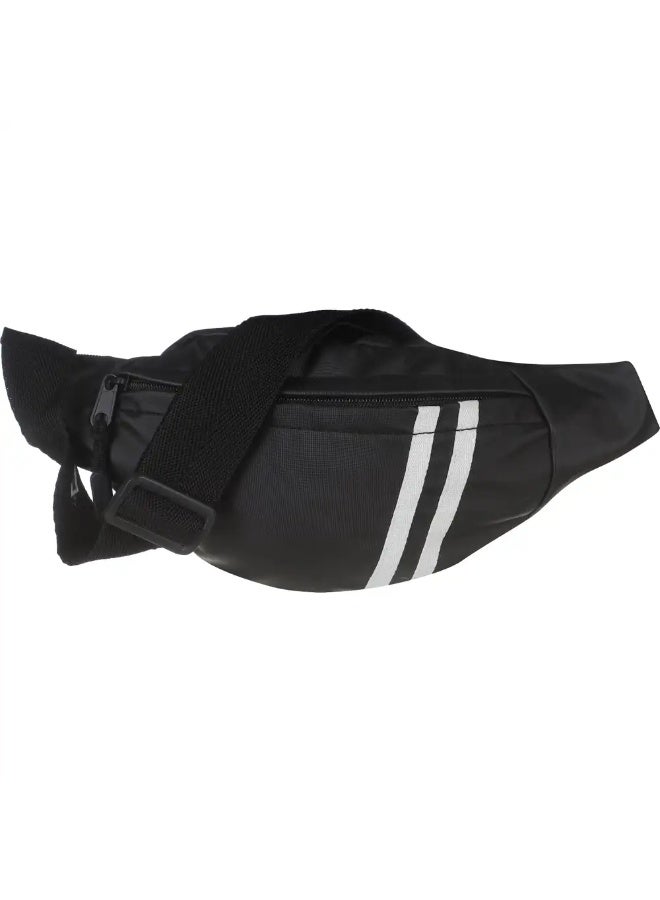 Men's Waterproof Waist Bag, 17 x 27 cm, 2 Zippers - Black White - Image 1