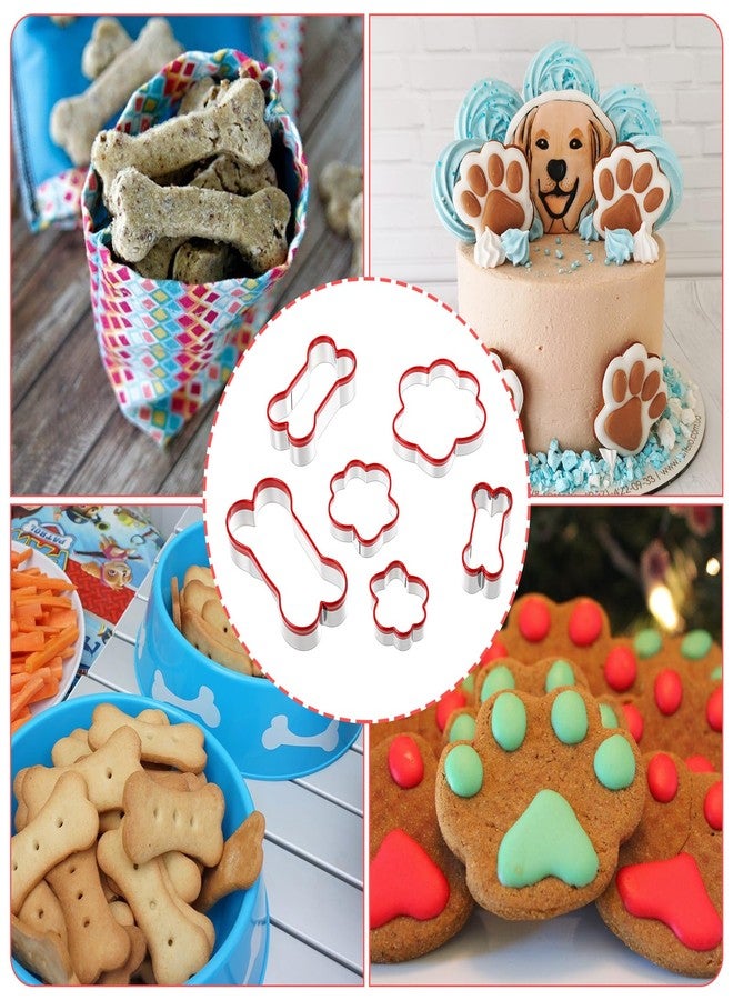 Alrhso Dog Bone Cookie Cutters for Treats 6 Size Dog Bone & Paw Cookie Cutters, Stainless Steel Biscuit Mold with Soft PVC Cover Coated - Image 4