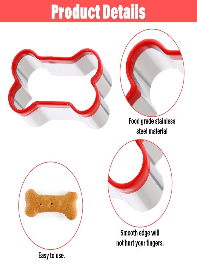 Alrhso Dog Bone Cookie Cutters for Treats 6 Size Dog Bone & Paw Cookie Cutters, Stainless Steel Biscuit Mold with Soft PVC Cover Coated - Image 3