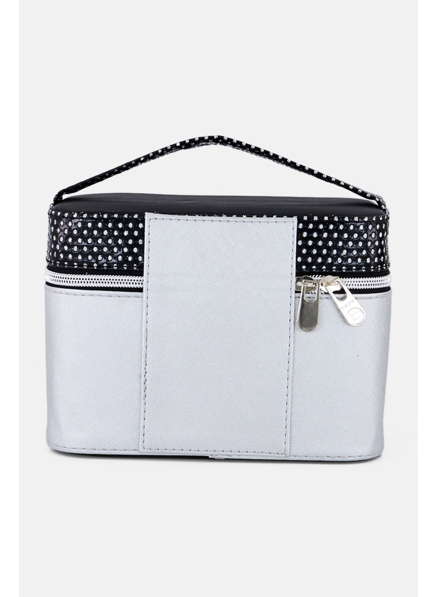 bebe Hardware Logo Cosmetics Bag, Silver/Black  - Image 4