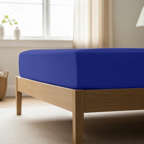 Mellanni Full Fitted Sheet Iconic Collection Bedding Sheets with up to 16 inch Deep Pocket Soft Cooling Fade Stain Resistant 1 PC Full Royal Blue