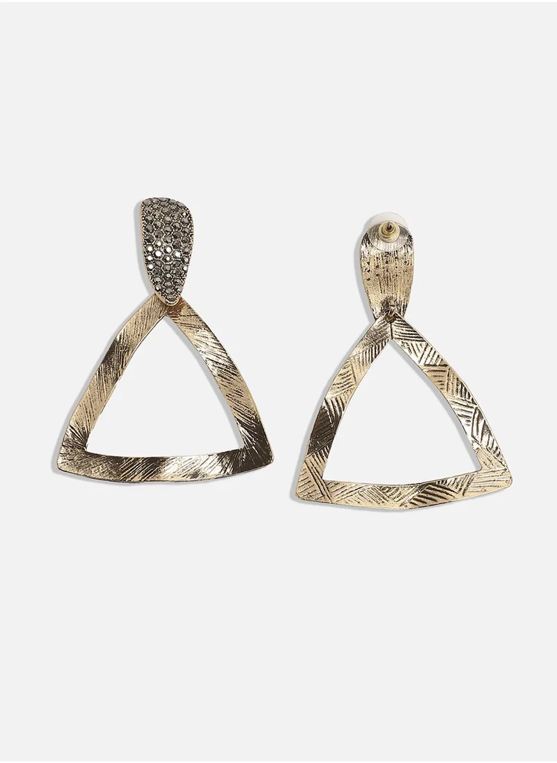 SOHI Textured Crystal Triangle Drop Earrings