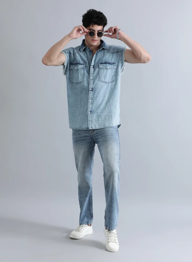 Styli Men Mid Rise Relaxed Fit Faded Jeans By Bene Kleed