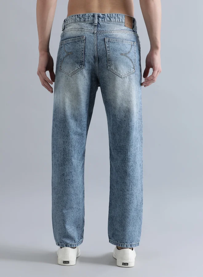 Styli Men Mid Rise Relaxed Fit Faded Jeans By Bene Kleed