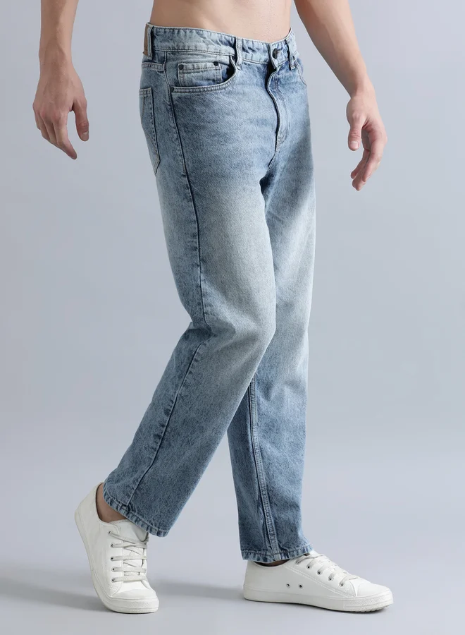 Styli Men Mid Rise Relaxed Fit Faded Jeans By Bene Kleed