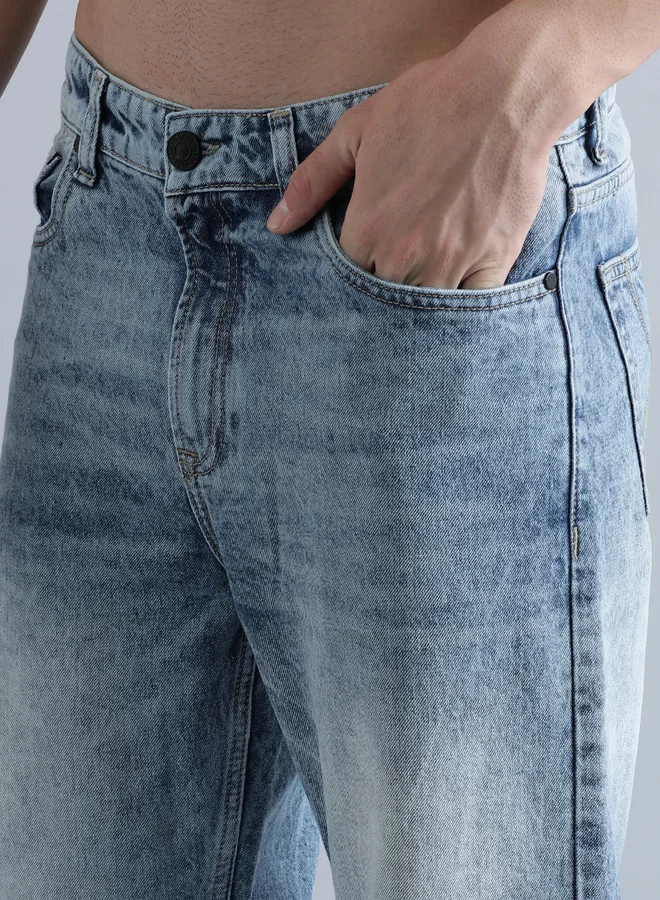Styli Men Mid Rise Relaxed Fit Faded Jeans By Bene Kleed