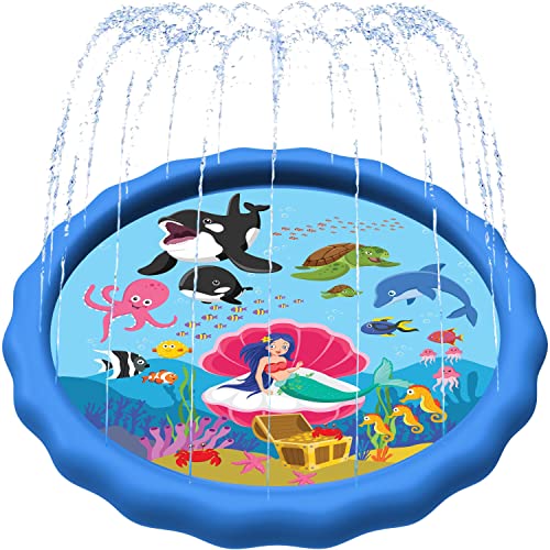 SplashEZ 89 Extra Large Splash Pad for Kids Dogs Great Outdoor Toys for Toddlers 13 Kids Ages 48 Baby Pool for Backyard Sprinkler Pool Plastic Dog Water Summer Toys - Image 1