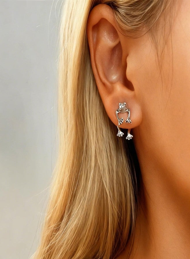 Frodete Frog Earrings for Women Christmas Stocking Stuffers Vintage Frogs Shaped Stud Earrings Funny Cute 3D Animal Earrings Jewelry Gifts, Metal, No Gemstone - Image 3