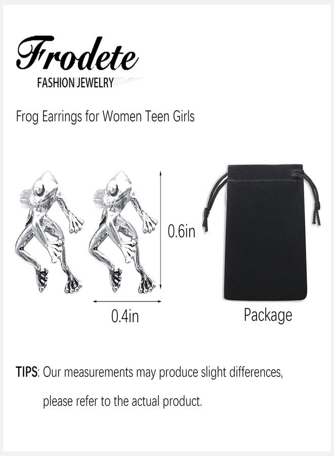 Frodete Frog Earrings for Women Christmas Stocking Stuffers Vintage Frogs Shaped Stud Earrings Funny Cute 3D Animal Earrings Jewelry Gifts, Metal, No Gemstone - Image 4