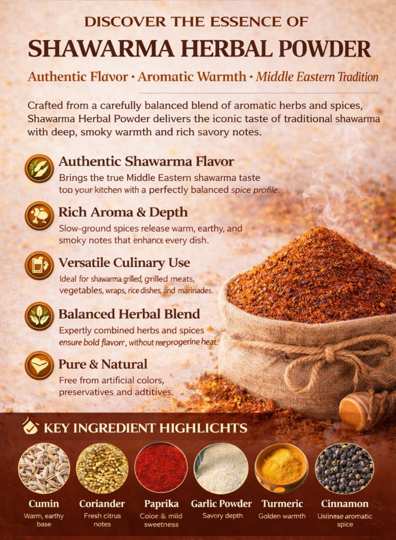Zahr Shawarma Herbal Powder (Baharat Shawarma Nabati) – Premium Botanical Spice Blend | Traditional Shawarma Seasoning Herbs | Natural Plant-Based Powder for Gardening, Horticulture, herbs Herbals & Culinary Reference Use - Image 3