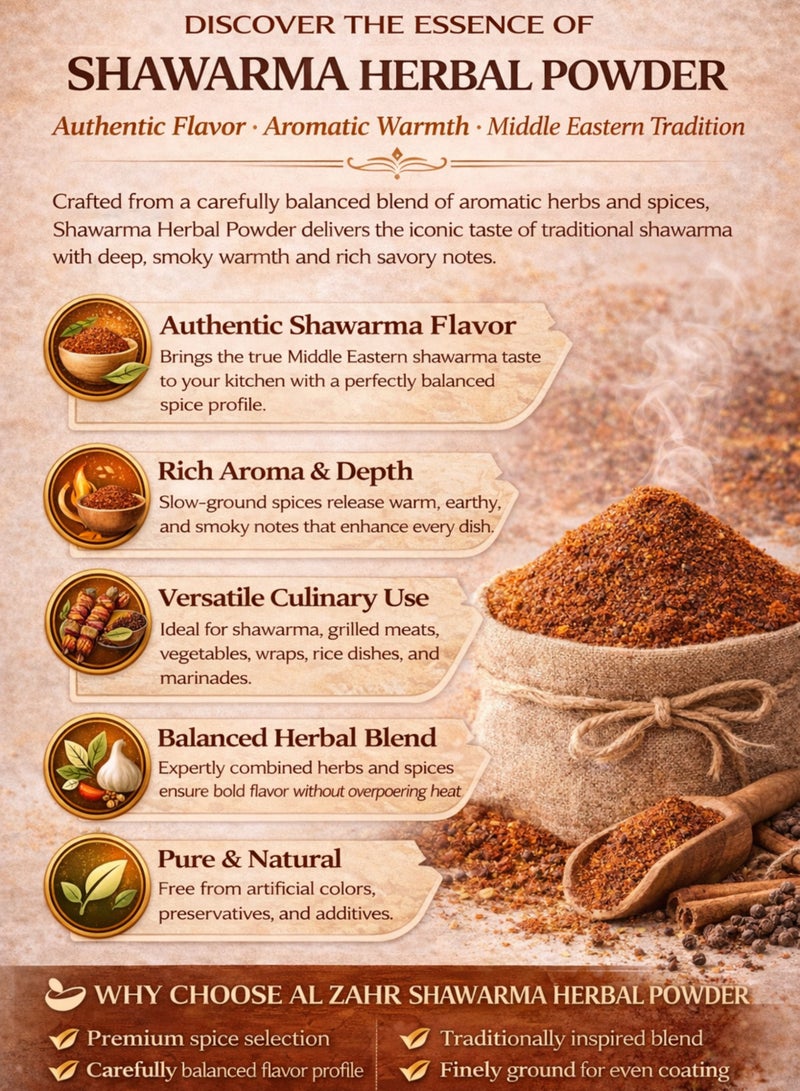 Zahr Shawarma Herbal Powder (Baharat Shawarma Nabati) – Premium Botanical Spice Blend | Traditional Shawarma Seasoning Herbs | Natural Plant-Based Powder for Gardening, Horticulture, herbs Herbals & Culinary Reference Use - Image 5