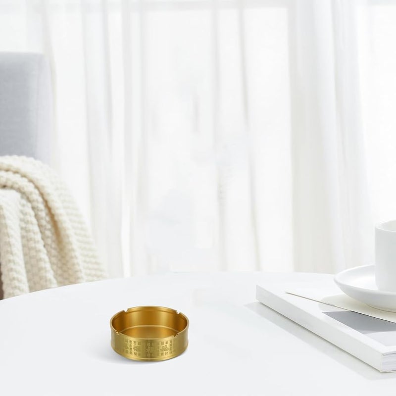 Vintage Brass Ashtray Polished Round Decorative Jewelry Tray For Home Office - Image 5