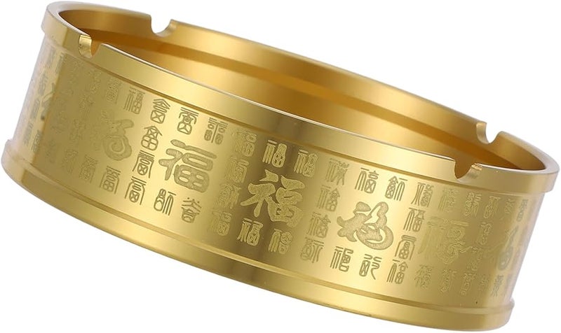 Vintage Brass Ashtray Polished Round Decorative Jewelry Tray For Home Office - Image 1