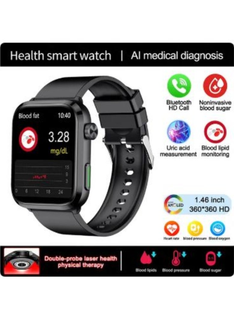 AROAQ New Laser Therapy Health Smart Watch Uric Acid Blood Sugar Watch Smart Bluetooth Call Blood Lipid Blood Pressure Smartwatch - Image 1