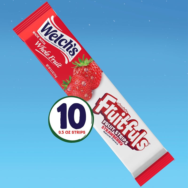 Welch's Absolute Fruitfuls Strawberry Fruit Strips - 10 Pack of Tasty Dried Fruit Snacks - Image 2