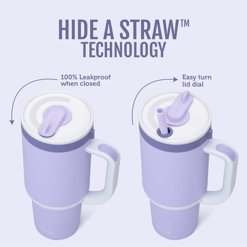 Ello Oasis 30 oz Tumbler with Handle & Retracting Straw | Reusable Insulated Stainless Steel Cup 100% Leakproof, Gifts for Teens Women Men | Keeps cold for 24 Hours, Cup Holder Friendly, Sweet Alyssum - Image 2