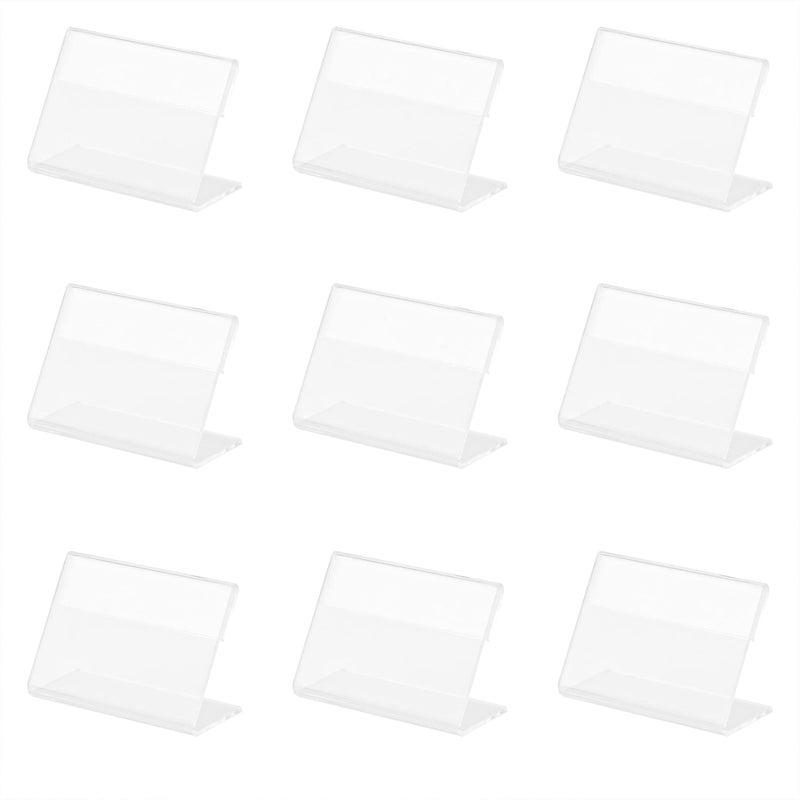 Framendino 20 Pack L Shape Mini Sign Display Holder Acrylic Name Tag Table Clear Price Stands
