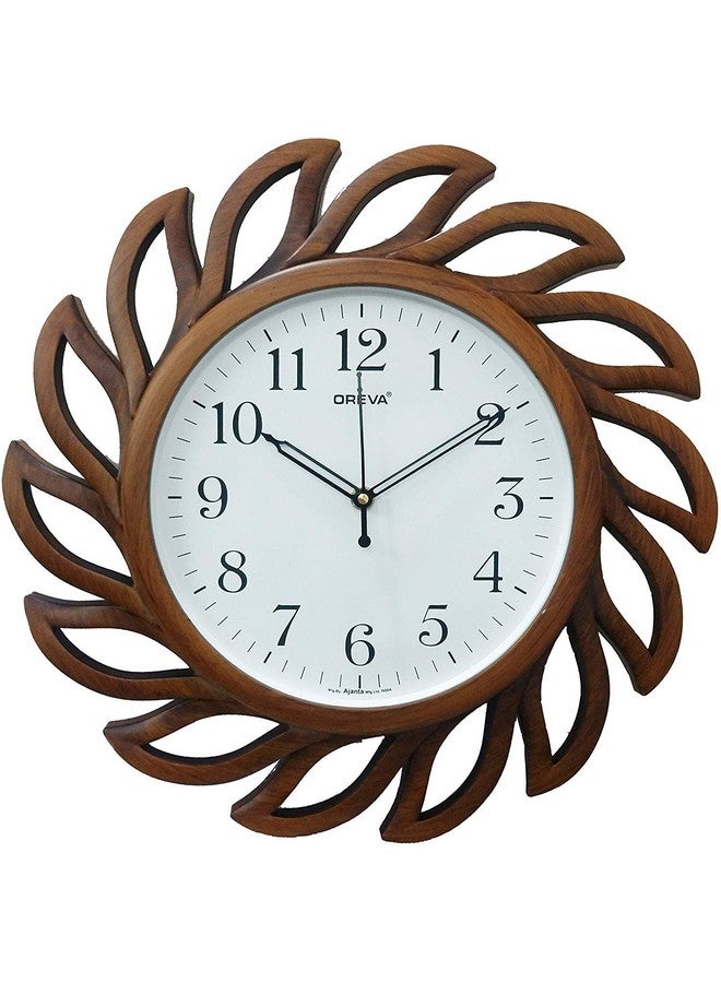 ساعة حائط صامتة مجردة من البلاستيك بتصميم خشبي من Oreva (35.8 × 35.8 × 4 سم، خشب)