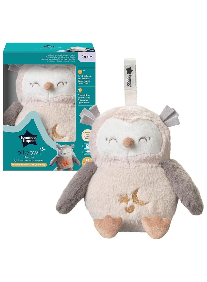 tommee tippee Deluxe Baby And Toddler Sound And Light Sleep Aid With White Noise, Crysensor And Nightlight, Usb-Rechargeable And Machine Washable, Ollie The Owl  - Image 1