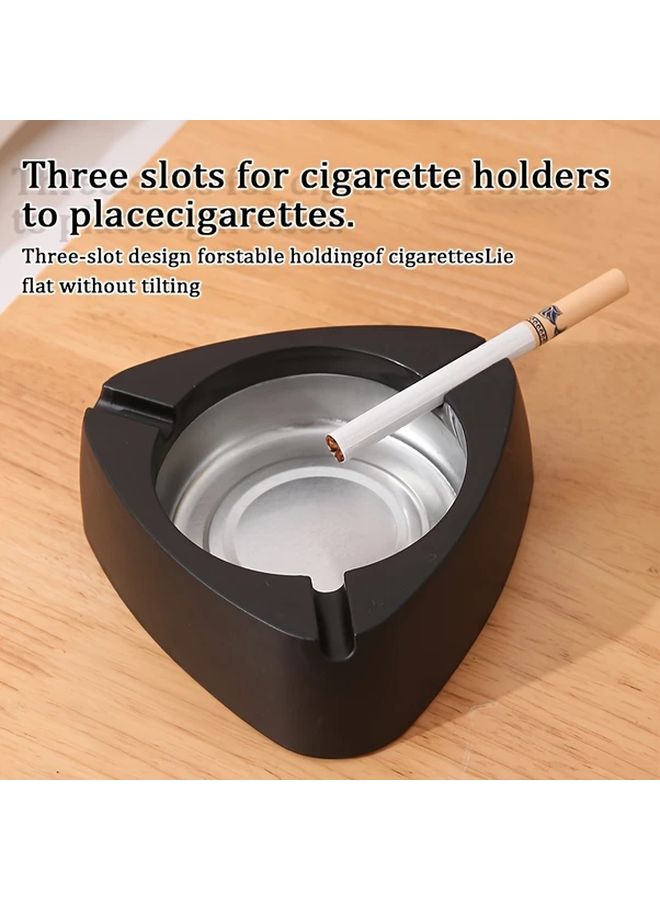 Round Stainless Steel Ashtray Large Capacity Windproof Design Brown - Image 5