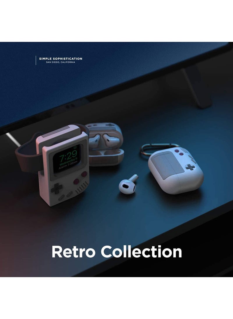 الفضاء الرقمي - حافظة AirPods 3، حافظة بتصميم لاعب ألعاب متوافقة مع حافظة AirPods من الجيل الثالث 2021، حافظة واقية من السيليكون الفاخر مع سلسلة مفاتيح، شحن لاسلكي باللون الرمادي - Image 1