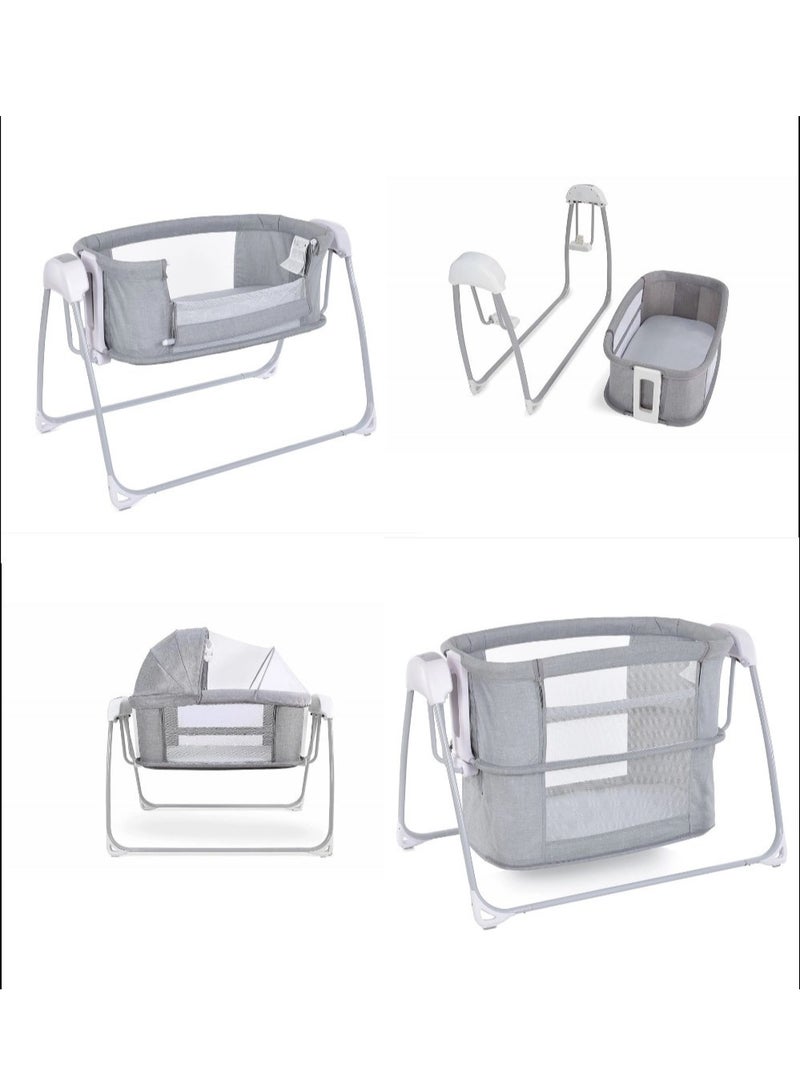 ماستيلا سرير ماستيلا ديلوكس متعدد الاستخدامات ٤ في ١، أرجوحة كهربائية، وسرير بجانب السرير لحديثي الولادة، سهل التركيب. - Image 1