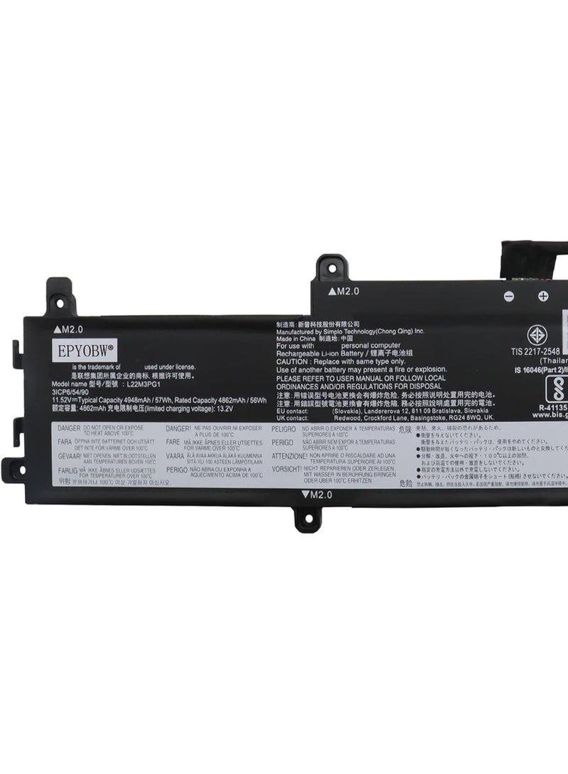 Terabyte بطارية لابتوب L22M3PG1 سعة 57Wh متوافقة مع Lenovo IP Slim 3 Chrome 14IAN8 / 14e Chromebook Gen3 Series L22D3PG1 - Image 2