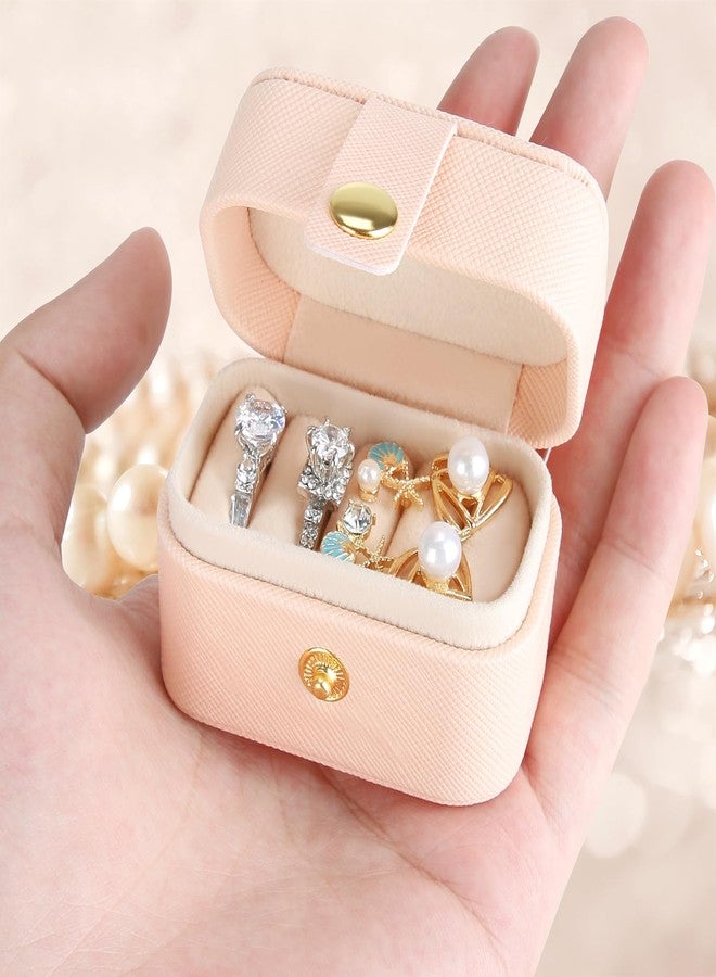 KUKUVR Small Travel Jewelry Box For Ring Stud Earring, Mini Jewelry Ring Holder for Multiple Rings, Portable Jewelry Storage Organizer Case (Pink) - Image 1