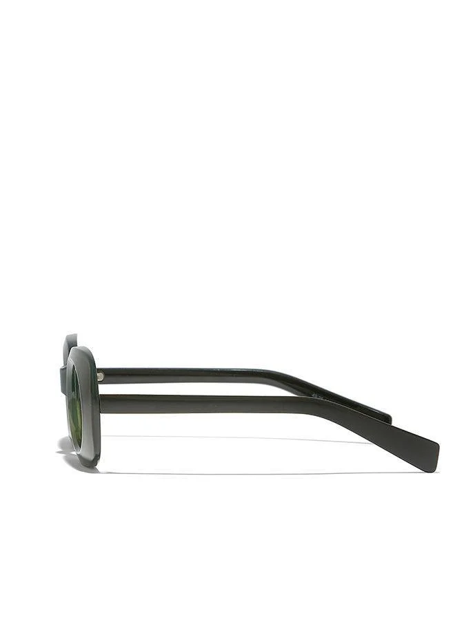 بلاك أوت نظارات شمسية نسائية بلاك آوت ديو بتصميم مستطيل مع حماية من الأشعة فوق البنفسجية (أخضر، أخضر)