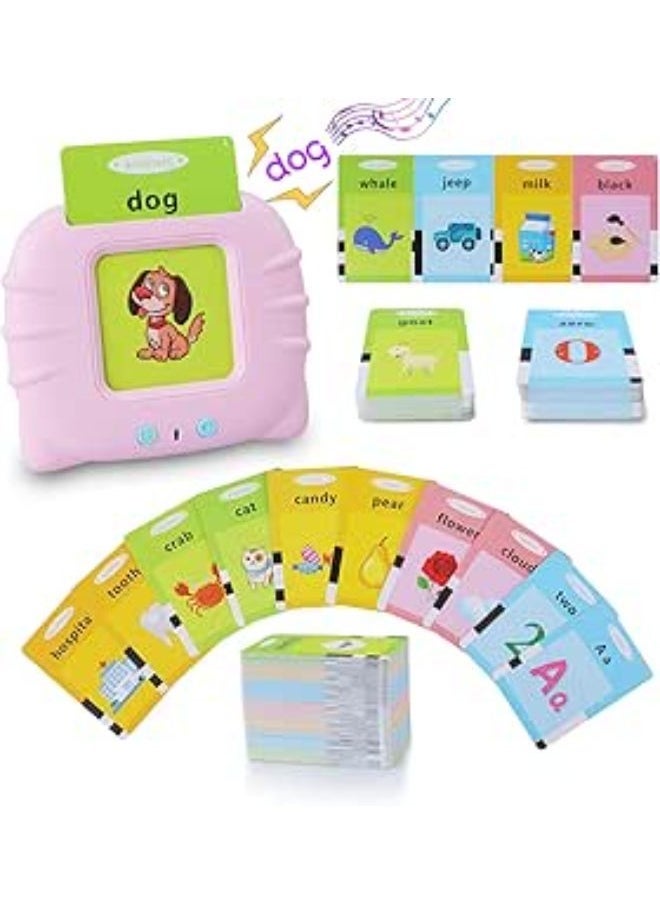 Talking Flash Cards Learning Toys for Toddlers 1-6 Year Old,British English, 384 Words, Audible Educational Toys, Preschool Learning Resource Electronic Interactive Toy Birthday Gifts for Kids-Pink  - Image 1