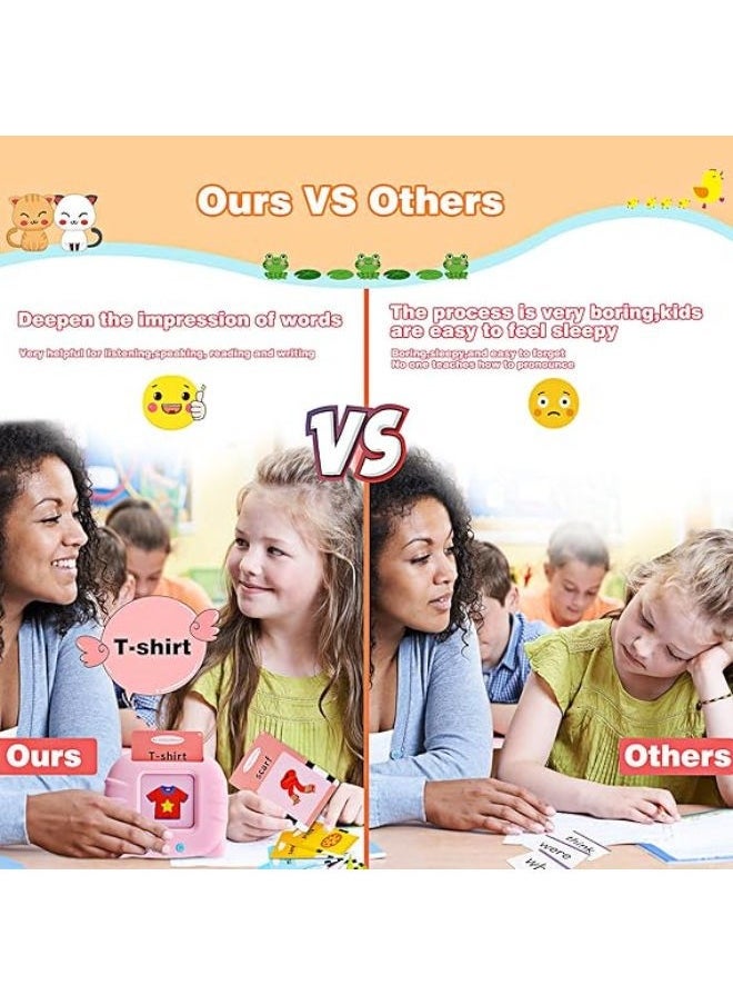 Talking Flash Cards Learning Toys for Toddlers 1-6 Year Old,British English, 384 Words, Audible Educational Toys, Preschool Learning Resource Electronic Interactive Toy Birthday Gifts for Kids-Pink  - Image 3