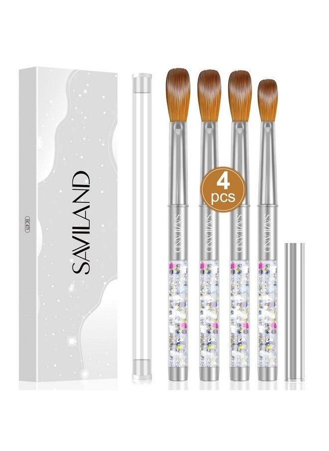 Saviland - Kolinsky Acrylic Nail Brush Set 4Pcs Professional Acrylic Nail Brushes For Acrylic Application Size 6/10/12/14 Acrylic Powder Brushes For Acrylic Nails Extension & 3D Nail Carving - Image 1