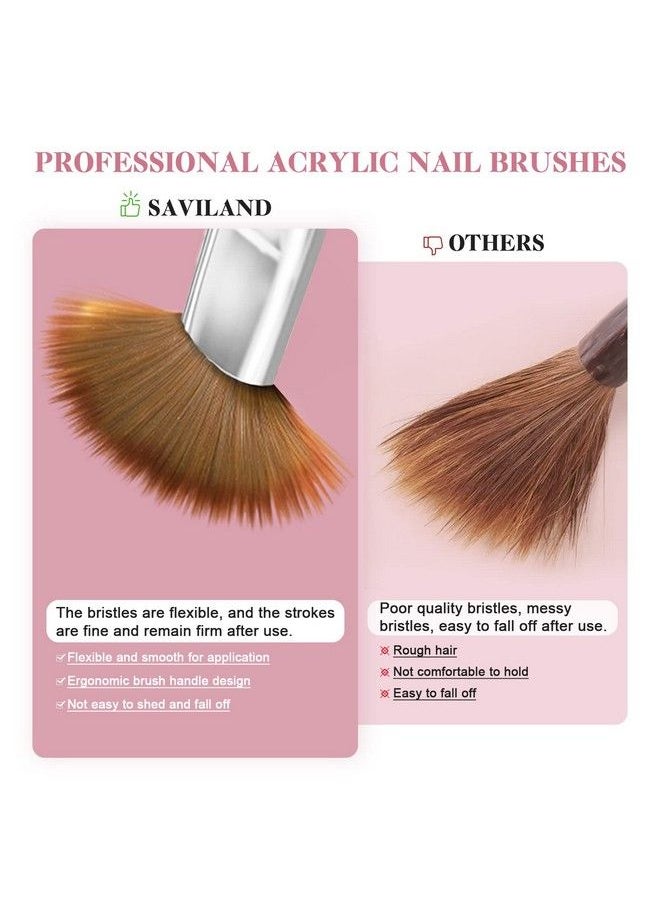 Saviland - Kolinsky Acrylic Nail Brush Set 4Pcs Professional Acrylic Nail Brushes For Acrylic Application Size 6/10/12/14 Acrylic Powder Brushes For Acrylic Nails Extension & 3D Nail Carving - Image 1