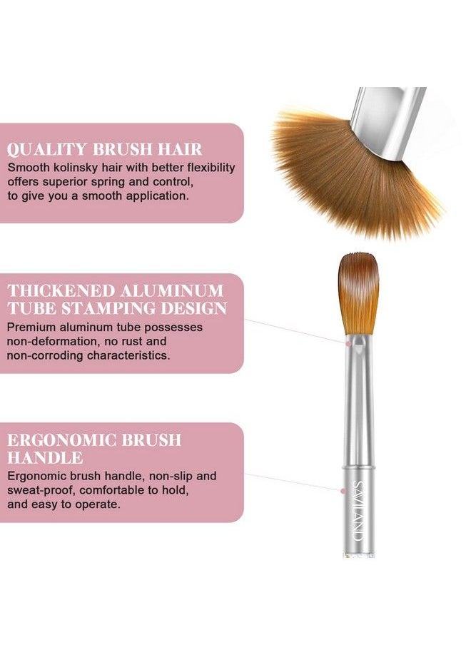 Saviland - Kolinsky Acrylic Nail Brush Set 4Pcs Professional Acrylic Nail Brushes For Acrylic Application Size 6/10/12/14 Acrylic Powder Brushes For Acrylic Nails Extension & 3D Nail Carving - Image 1