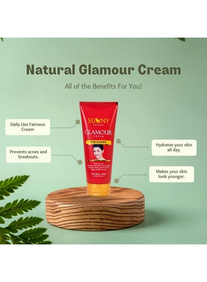Sunny Herbals Glamour Cream To Moisturize & Lightens Skin Tone | Protects From Darkening Effect of Sun | Restores Damaged Skin Cells | Enriched With Aloe Vera, Chamomilla, Vitamin B3 & E | For Women, 100 gm - Image 2