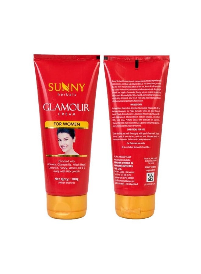Sunny Herbals Glamour Cream To Moisturize & Lightens Skin Tone | Protects From Darkening Effect of Sun | Restores Damaged Skin Cells | Enriched With Aloe Vera, Chamomilla, Vitamin B3 & E | For Women, 100 gm - Image 4