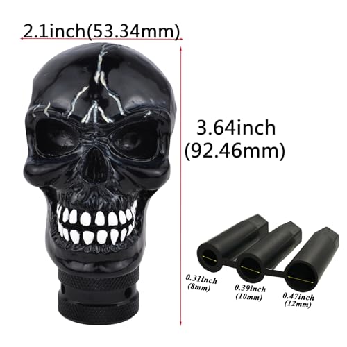 Abfer Skull Shift Knob Car Gear Stick Head Unique Shifer Lever Knob Replacement for Most Automatic Manual Vehicles, Blue - Image 2
