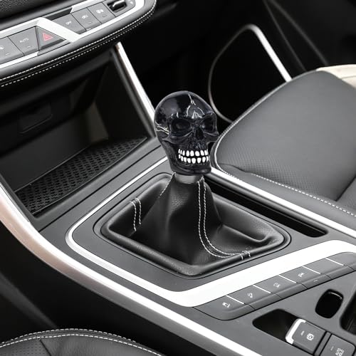 Abfer Skull Shift Knob Car Gear Stick Head Unique Shifer Lever Knob Replacement for Most Automatic Manual Vehicles, Blue - Image 3