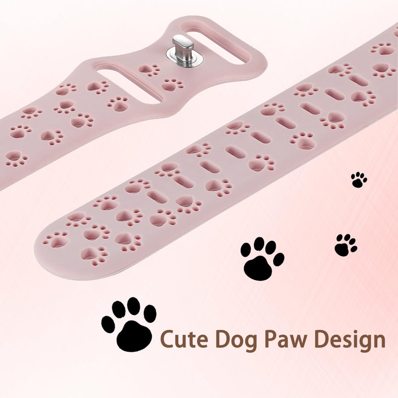 SUTQIGUI 2 Pack Silicone Black and Pink Bands Compatible with Apple Watch Band 38mm 40mm 41mm Women, Hollow-Out Dog Paw Design Sport Soft Strap for iWatch SE1 SE2 Series 9/8/7/6/5/4/3/2/1 Men - Image 2