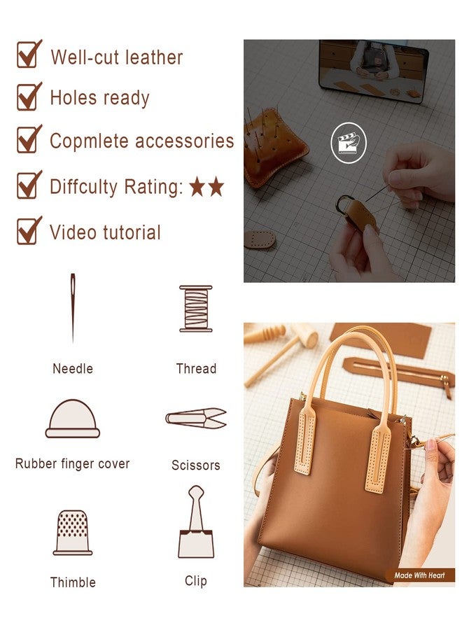 POPSEWING Leather Women Top Handles Handbag DIY Kit, DIY Crossbody Shoulder Bag with Sewing Kits, Handmade Bag Kit for Mom Girlfriend Birthday Gift (Red) - Image 5